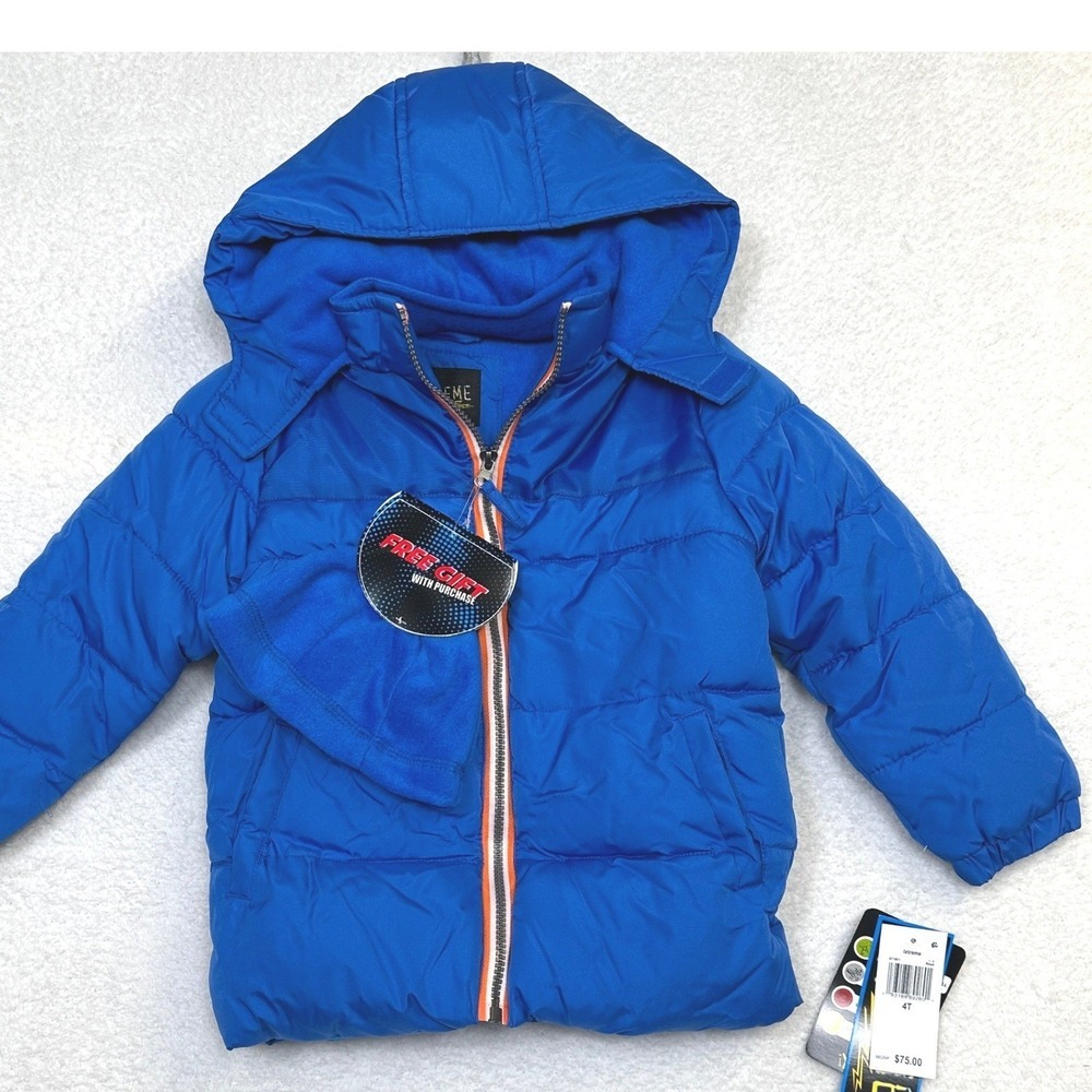 iXtreme Boys Blue Winter Puffer Jacket / Hood SZ 2T Water Resistant Fleece Lined